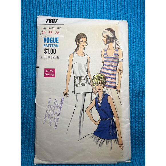Vogue Pattern 7607 tank top blouse tunic size 14 - Picture 1 of 7